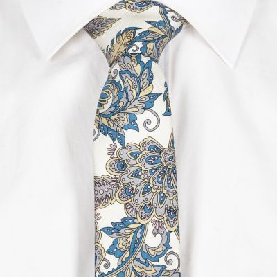 Cream William Morris print tie